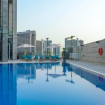grand millennium business bay, dubai hotel, pool area,